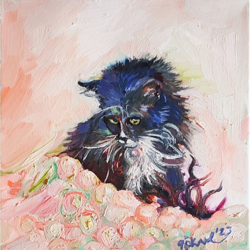 Zuzush Love Feather And Her Pink Bubble  Painting by Gknil Gm Sungurtekin | ArtMajeur