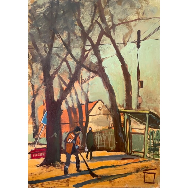 Framed. Bus Stop 2 Painting by Oleksandr Bojcenko | ArtMajeur