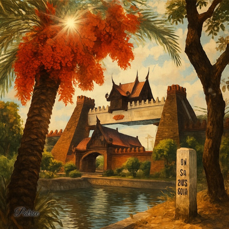 Gateway To Ancient Siam [Vi] Printmaking by Patrick John Bennett (Patrice) | ArtMajeur