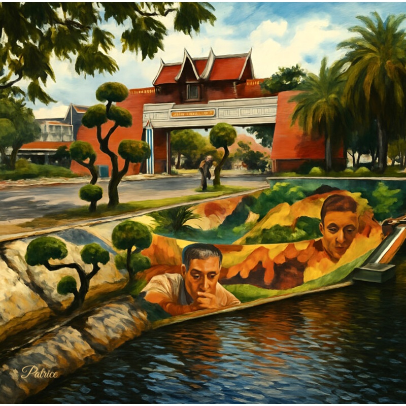 Portrait Mural At The Waterways Edge [Xv Printmaking by Patrick John Bennett (Patrice) | ArtMajeur