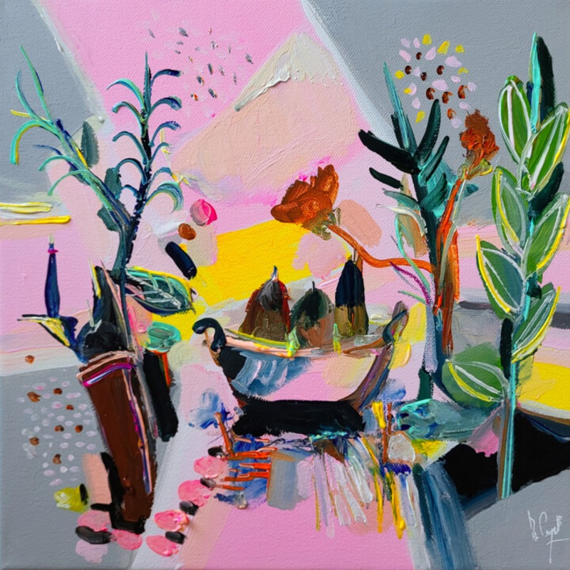 Compotier Au Mont Fuji Painting by Muriel Cayet | ArtMajeur