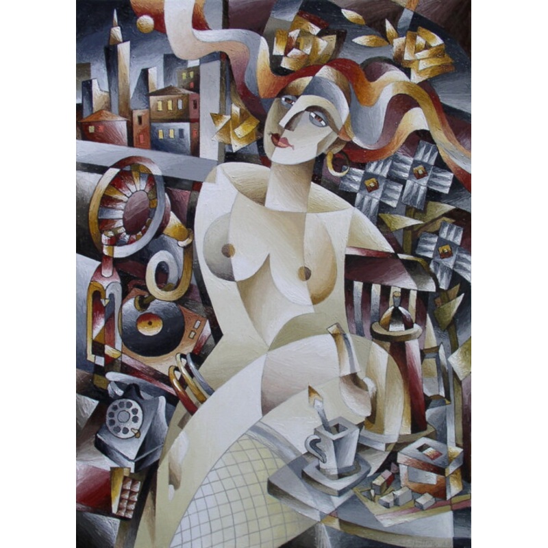 Evening Coffee Painting by Andrei Saratov | ArtMajeur