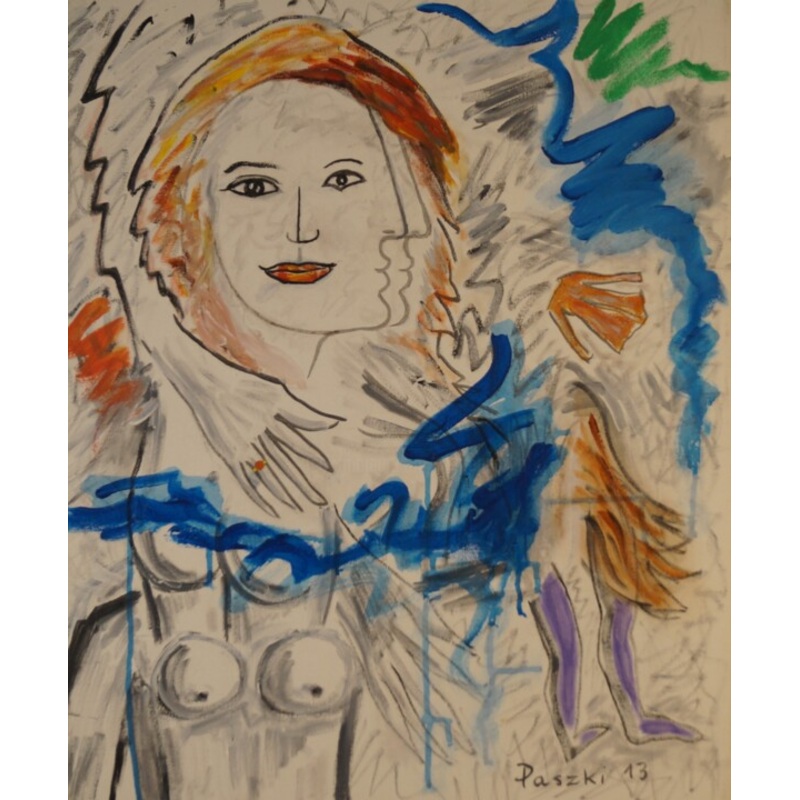 Femme  L’impermable Orange Painting by Pierre Paszkowski | ArtMajeur