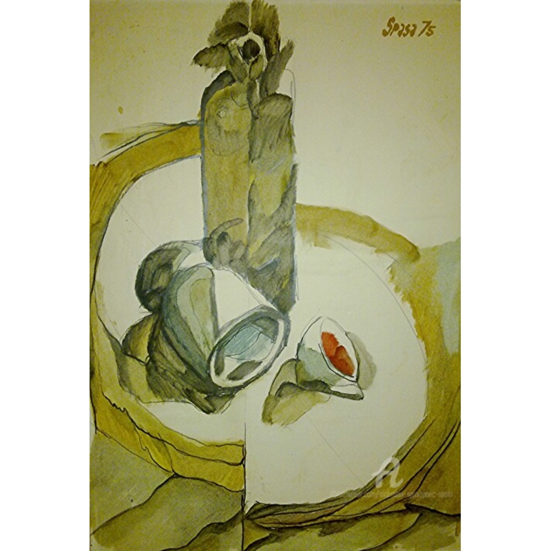 La Bouteille Et La Tasse A Cafe Painting by Slobodan Spasojevic (Spaki) | ArtMajeur