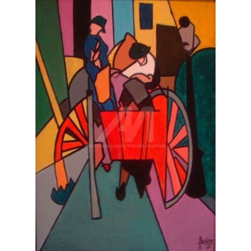 La Charrette.jpg Painting by Huertas | ArtMajeur