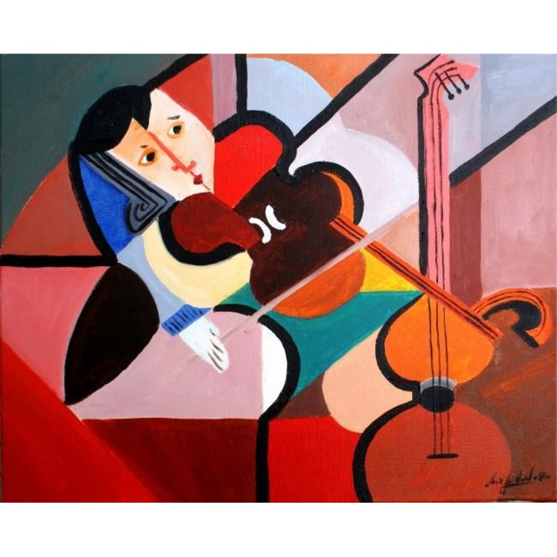 Soliste Avec Contrebasse Painting by Jean-Louis Gaillard | ArtMajeur