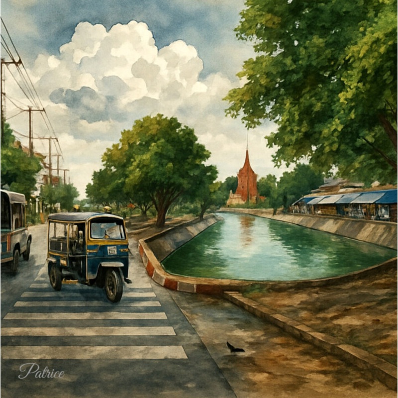 Tuk-Tuk And Temple Spire [Xiii] Printmaking by Patrick John Bennett (Patrice) | ArtMajeur