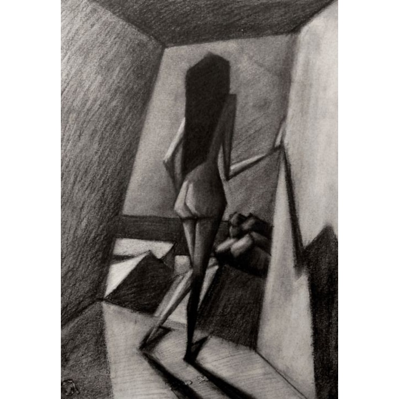 Cubist Girl In The Door Drawing by Miguel Esquivel Kuello | ArtMajeur