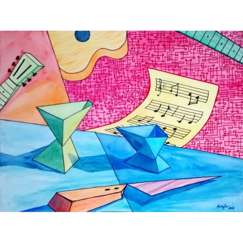 Cubist Studio Painting by Miguel Esquivel Kuello | ArtMajeur