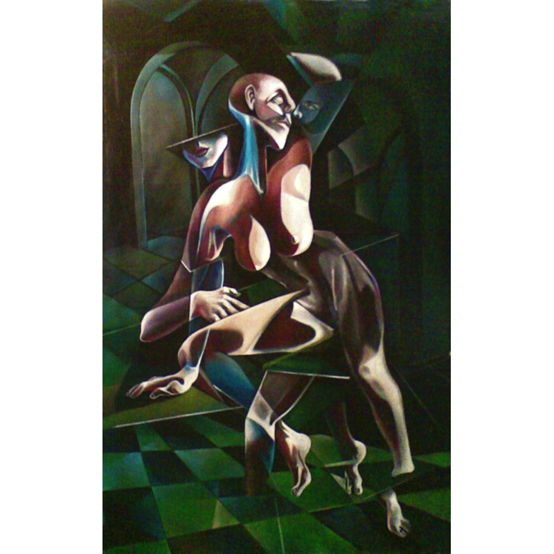 Donna-Con-Sfaccettature-Verdi.jpg Painting by Evaldo Amatizi | ArtMajeur