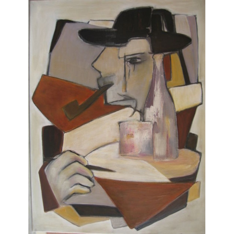 Homme  La Pipe Painting by Brigitte Krief | ArtMajeur