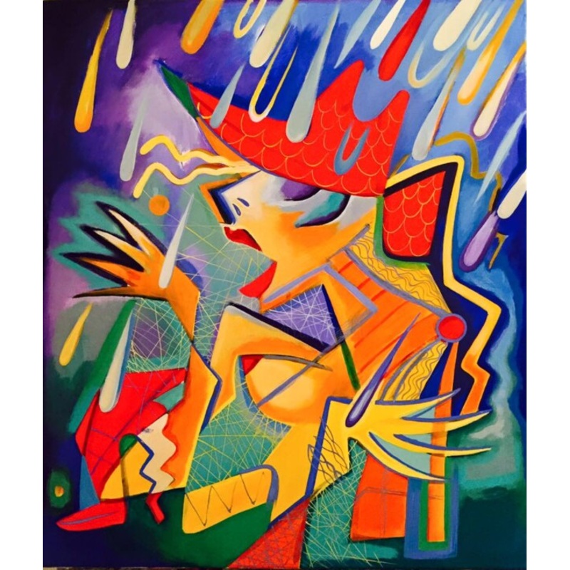 Lady In Rain Painting by Kaola Oty | ArtMajeur