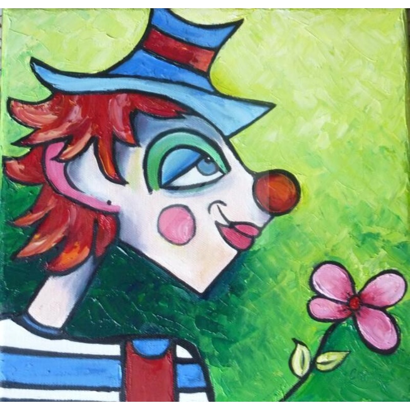 Le Nez Rouge Le Clown Cubiste Painting by Manule Lenoir | ArtMajeur