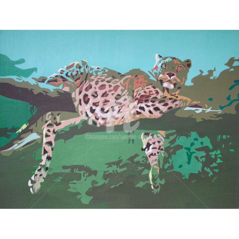 Leopard On The Tree Painting by Svetlana Saratova | ArtMajeur