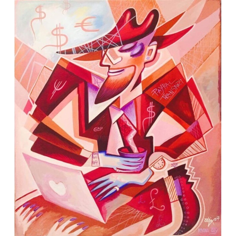 Man With Coffee Painting by Kaola Oty | ArtMajeur