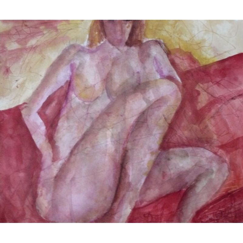 Nu A La Couverture Rouge Painting by Jacques Donneaud | ArtMajeur