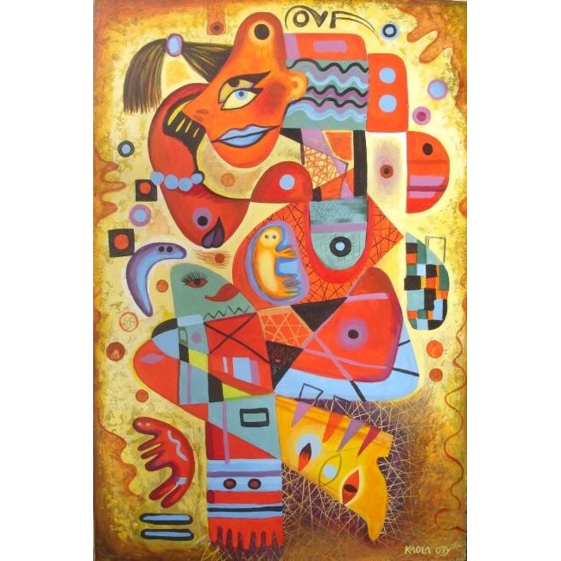 Pregnant Cubist Woman 2 Painting by Kaola Oty | ArtMajeur