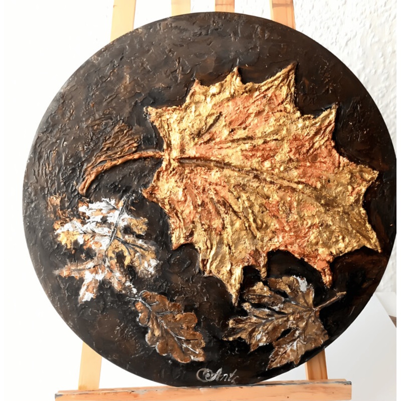 Whispers Of Autumn  Golden Maple Leaf R Painting by Oksana Antonova | ArtMajeur