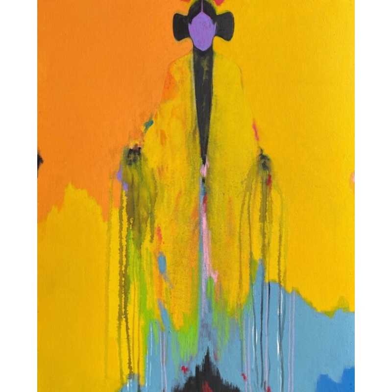 Yellow Figurative Abstract Painting by Incognito | ArtMajeur