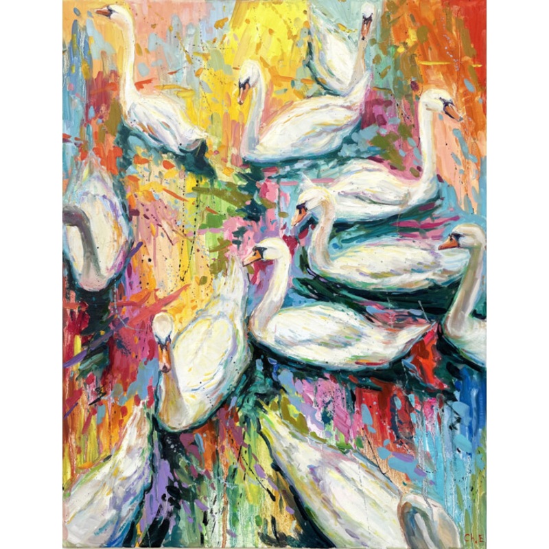 White Swans Bird Painting by Evgeny Chernyakovsky | ArtMajeur