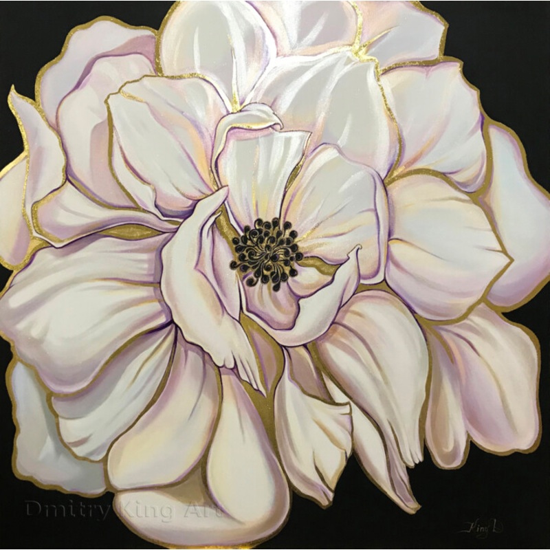 White Black Flower Painting by Dmitry King | ArtMajeur