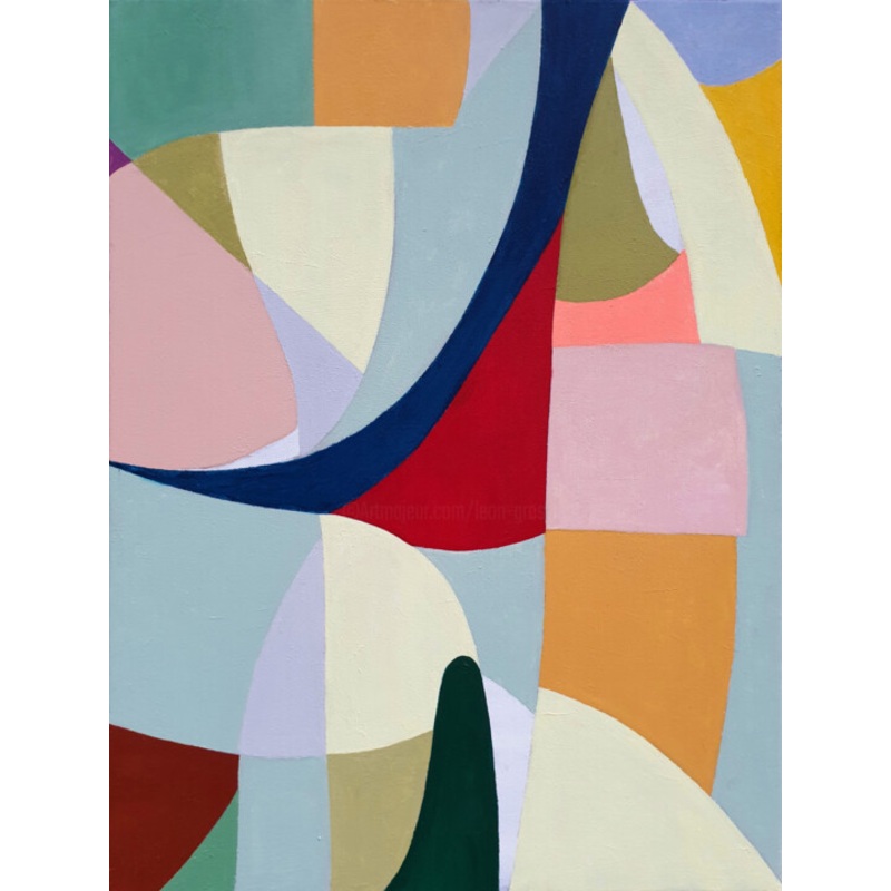 Yellow Green Abstract Painting Summer W Painting by Leon Grossmann | ArtMajeur