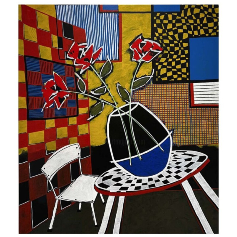 Yellow Room Vase Painting by Ike Ferreira | ArtMajeur